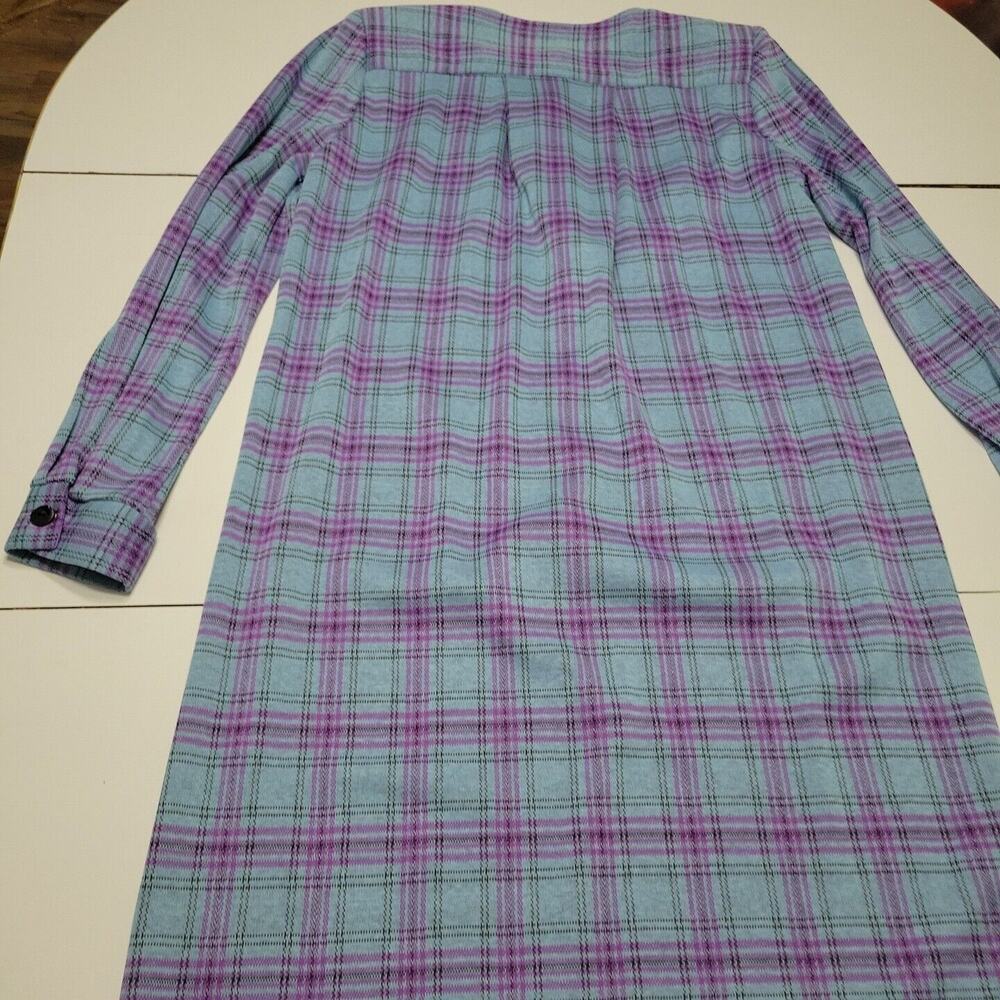 Vtg Handmade Midi Dress Womens Extra Large Blue Purple Plaid Long Sleeve Buttons - Picture 13 of 14